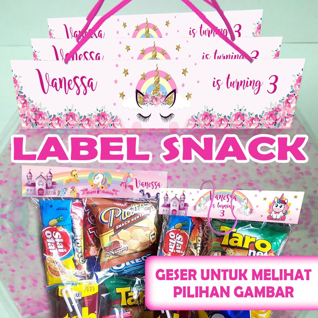 

Label Snack / Tas Ultah Plastik Snack Ulang Tahun CUSTOM Design TERMURAH