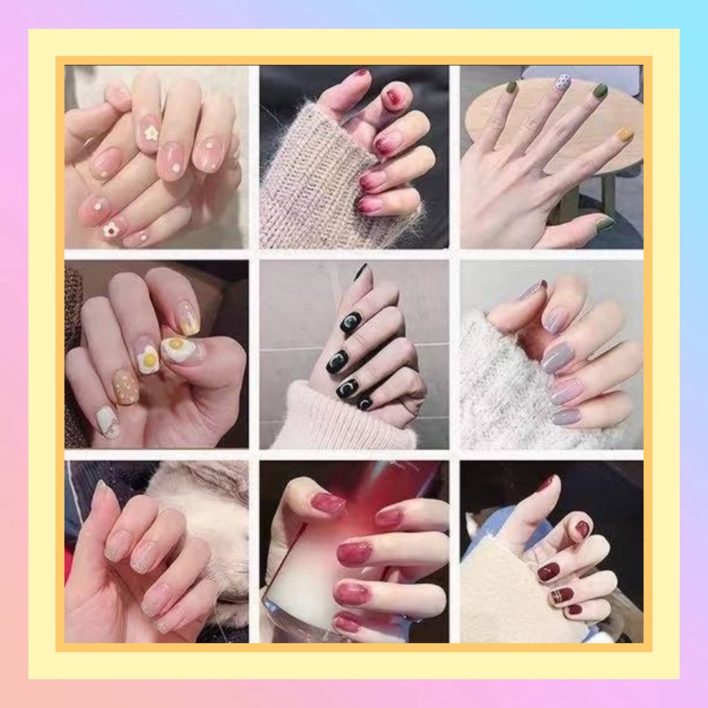 LK1301-LK1369 FEALI 24 Pcs Kuku Palsu Dan Lem Fake Nail Art 3d Kuku Palsu Tahan Air 24 Pcs Kotak Free Lem 2gr