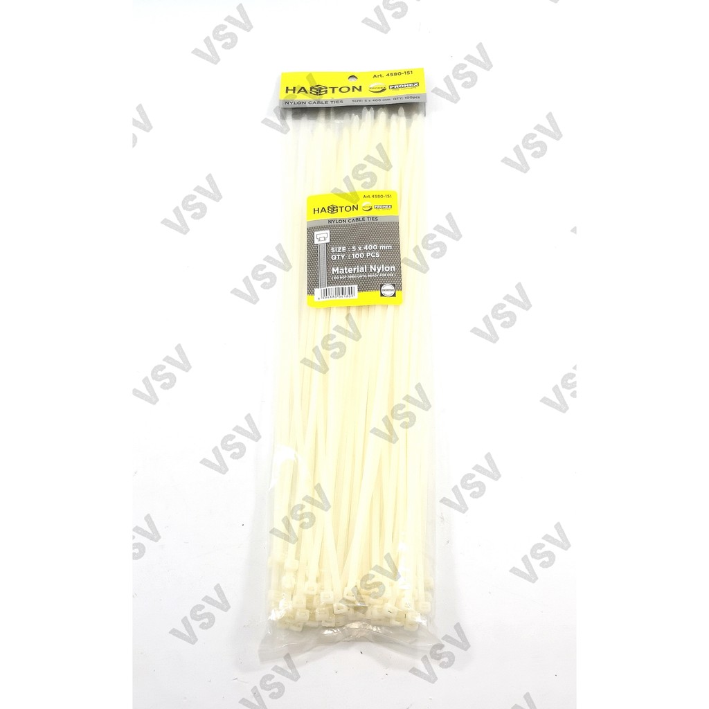 Hasston Kabel ties 5x400mm Putih 4580-151 Nylon Cable ties