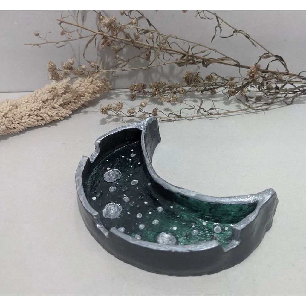 Ashtray Clay Crescent Moon / Coaster Packages / Ashtray Aesthetic / Moon Ashtray / Asbak Estetik / A