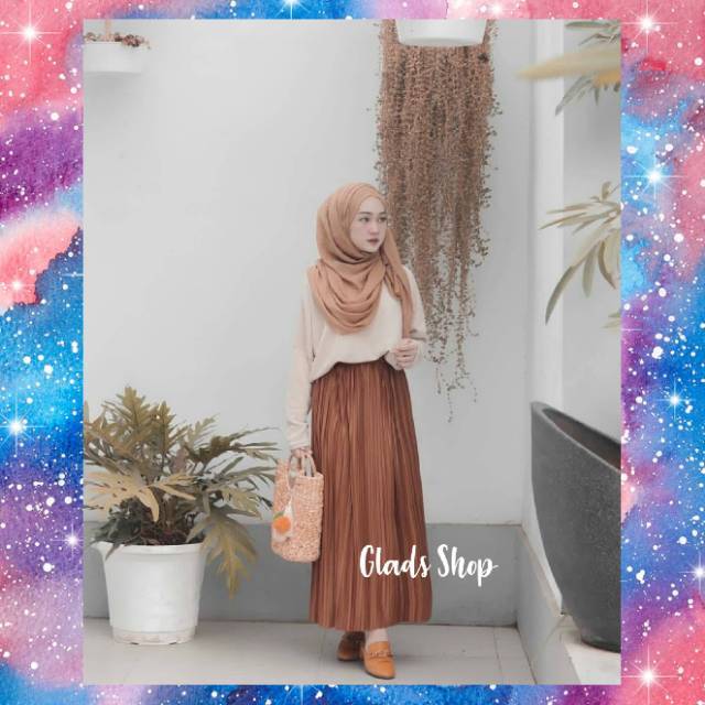 Rok Plisket Premium Import • Fashion Wanita • Maxi Rok Panjang Pleated Skirts