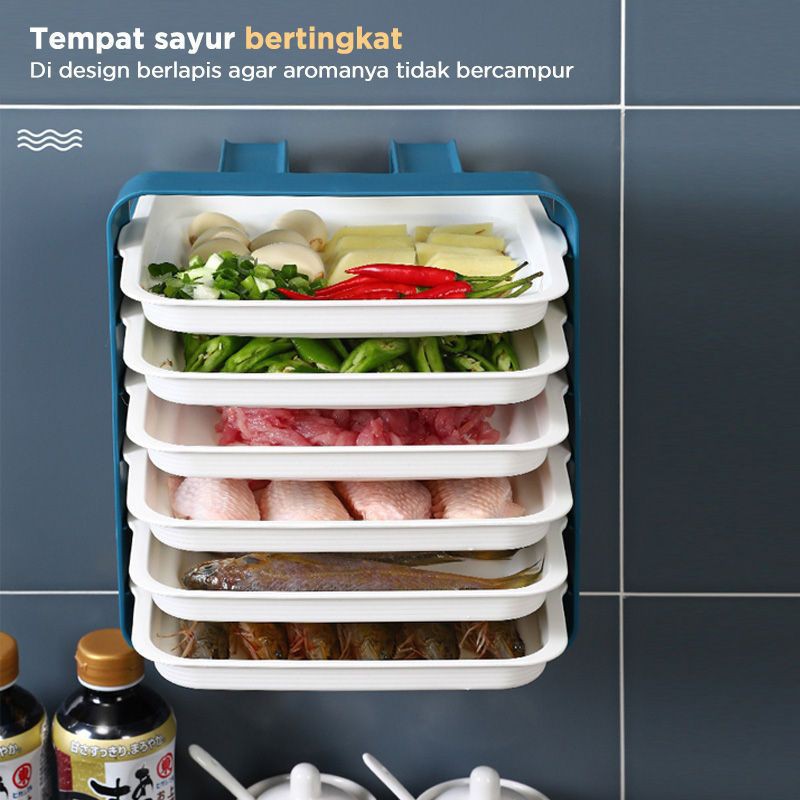 RAK SUSUN PENYIMPANAN SAYUR MASAK 6IN1 TEMPAT PENYIMPANAN BAHAN MASAK RAK SAYUR 6 TINGKAT TERBARU