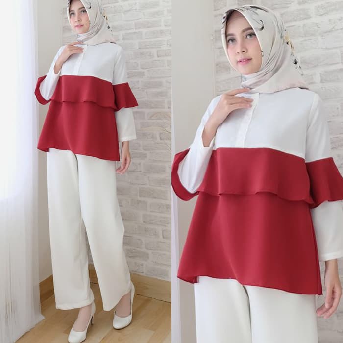 [ANINA BLOUSE MAROON NI] Blouse Wanita Wolfis Maroon