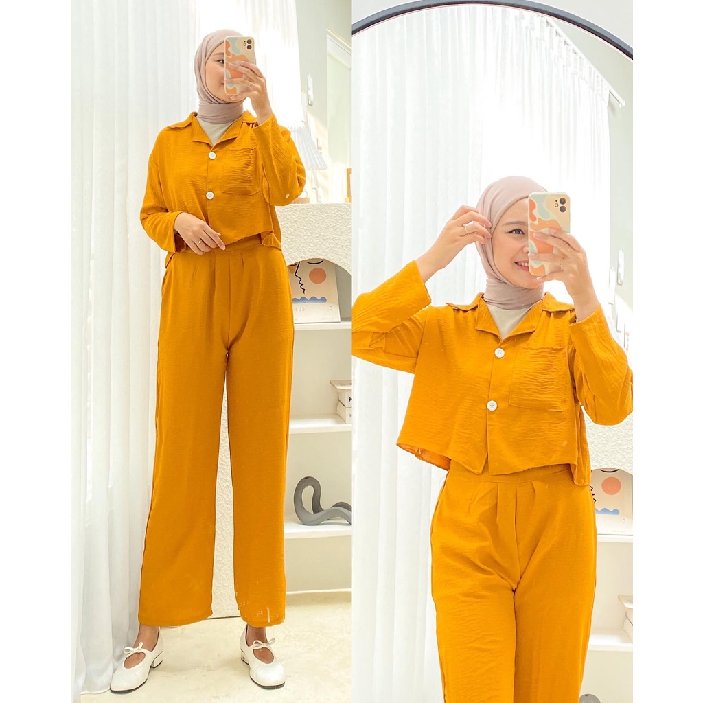 Tq88indonesia Fashion Baju Stelan Wanita Terbaru /  DINA ONE SET / SETELAN KULOT CREPE / Busana Santai Cewek / Ootd / Outfit