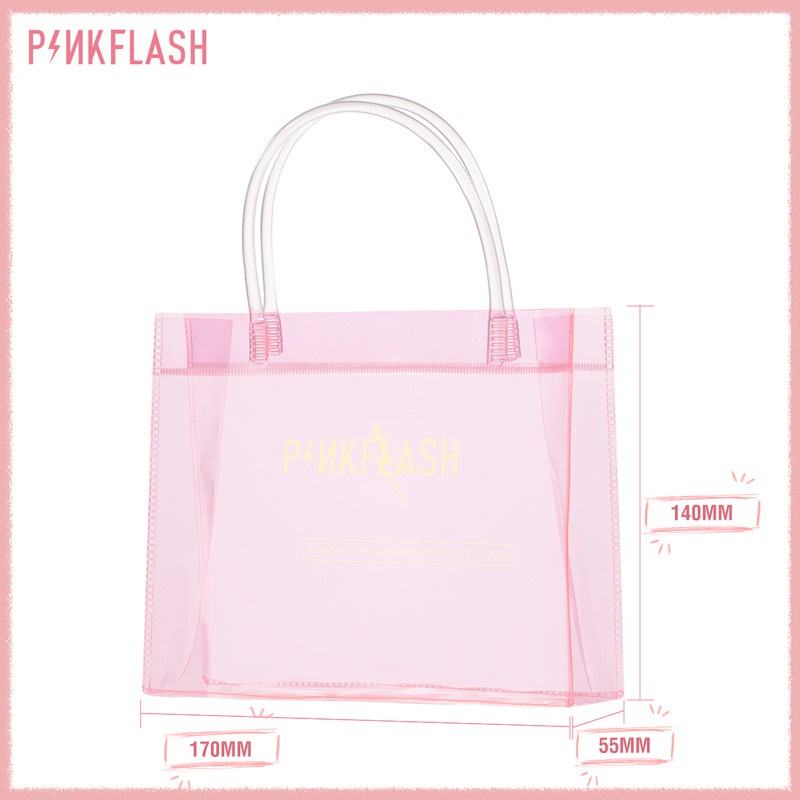 PINKFLASH PVC Makeup PINK Handbag  Gift bag Waterproof PVC Travel pouch Cosmetic pouch transparent bag