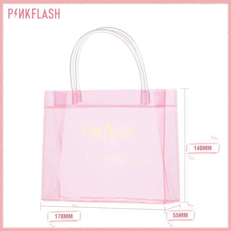 PINKFLASH PVC Makeup PINK Handbag  Gift bag Waterproof PVC Travel pouch Cosmetic pouch transparent bag