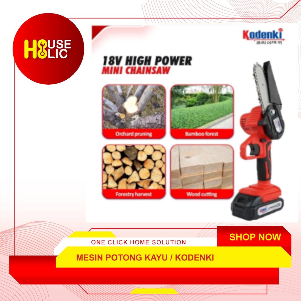 KODENKI Mesin Cordless Chainsaw 18 V 4&quot; Inch / Gergaji Rantai Baterai