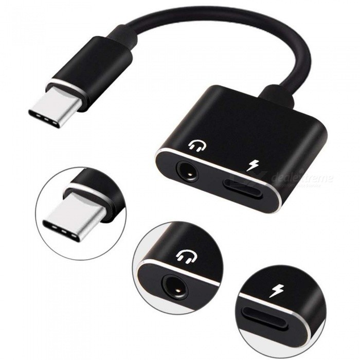 Converter adaptor jack audio 2in1 Type C charger + Headset tipe c