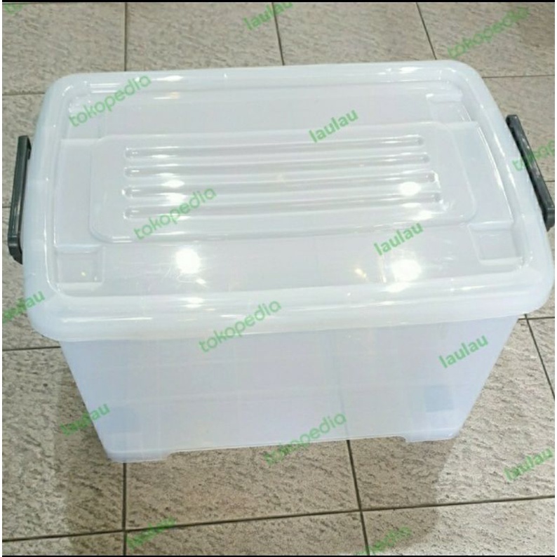 Container Box Ezy CB 45 Liter Roda Transparan Kualitas Shinpo Sky Rak Susun Penyimpanan Plastik