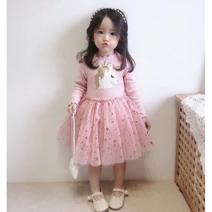 CS IMPORT Dress Anak Perempuan Unicorn Mahkota Rok Tutu Gliter Star