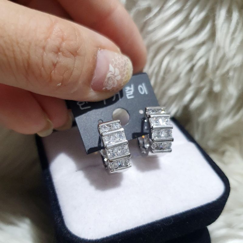 Anting Silver925 Perak Premium Quality Mata kilau Anti Karat anti alergi anting premium model hoops 928