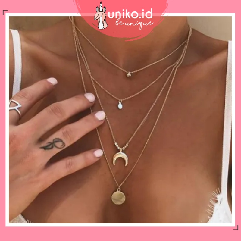 UNIKO.ID - KALUNG MULTILAYER LAPIS EMAS DENGAN LIONTIN IMPORT MURAH