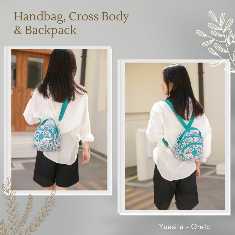 YUESITE GRETA ORIGINAL TAS WANITA 3in1 TENTENG SELEMPANG RANSEL KECIL SMALL CYUTEBAGS