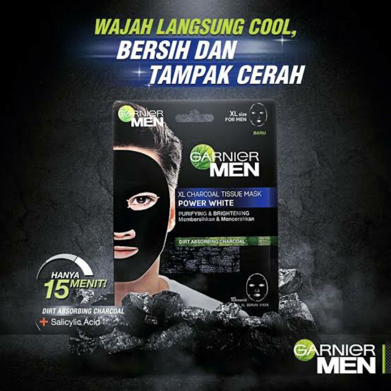 GARNIER MEN XL Charcoal Tissue Mask Power White