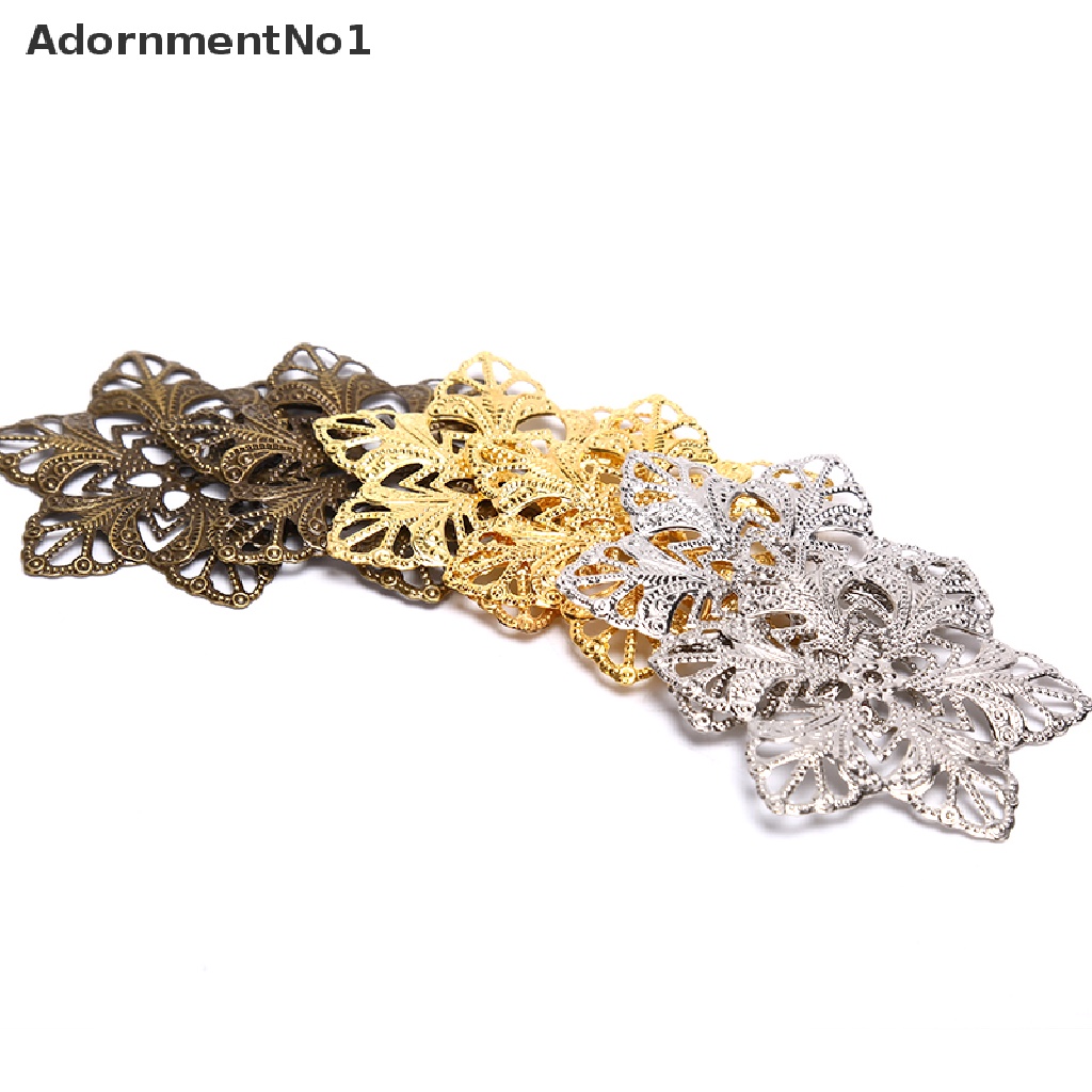 (AdornmentNo1) 10pcs / Set Konektor Bentuk Bunga Filigree Bahan Metal Untuk Perhiasan DIY