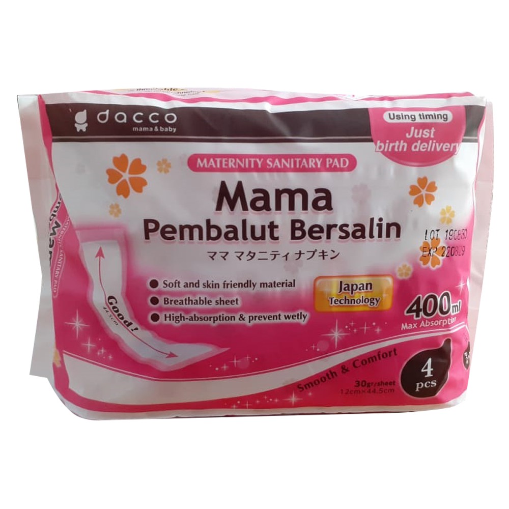 Pembalut BERSALIN / NIFAS 4 pcs JAPAN Technology Mama  Nyaman, Hygenis Dacco osaki ens