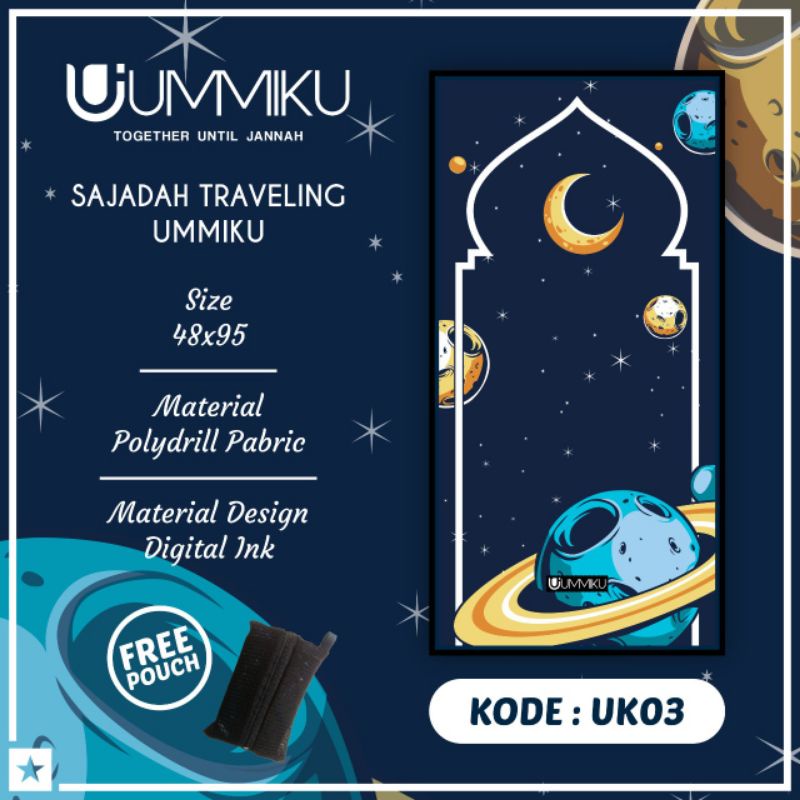 Sajadah Travel Anak UMMIKU / Sajadah Lipat Motif Anak Anak / Sajadah Travelling-1