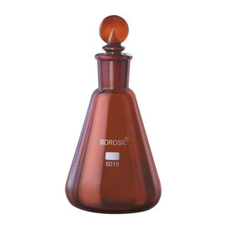 Flasks Erlenmeyer Conical, Interchangeable Stopper,Amber 500ML Best Quality Borosil