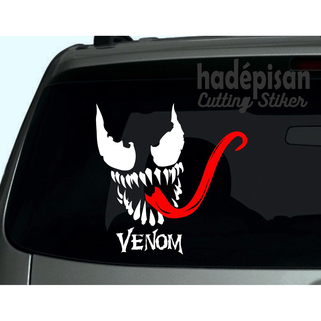 Stiker Mobil Cutting Sticker Body Kaca Belakang Mobil Venom Marvel