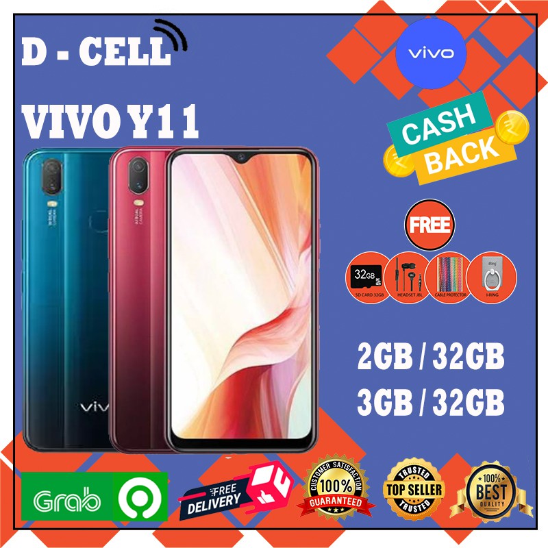 HP Vivo Y11 2GB/32GB & 3GB/32GB Ram 2GB & 3GB Internal 32GB Blue Red Green Garansi Resmi