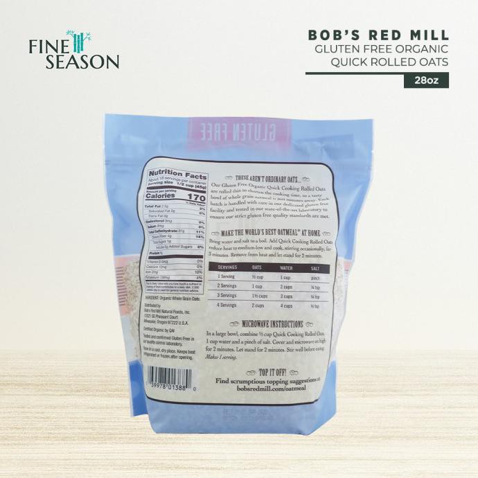 

BOB'S RED MILL GF ORGANIC QUICK ROLLED OATS 28 OZ