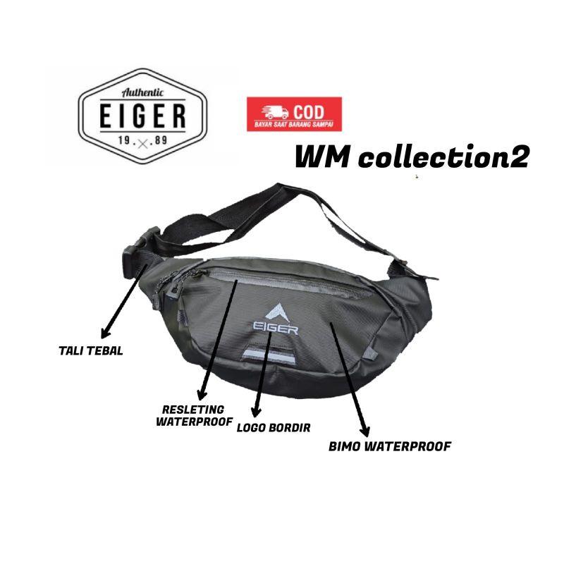 Tas Slempang waterproof black tas Eiger1989 grade original