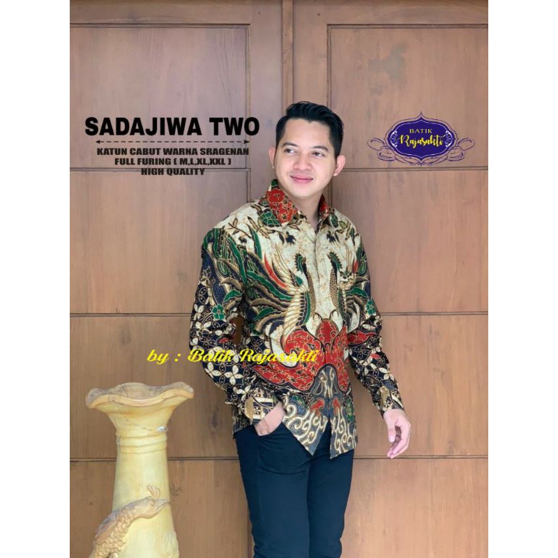 Kemeja Batik Lengan Panjang Pria Batik Pria Cream Lengan Panjang SADAJIWO TWO