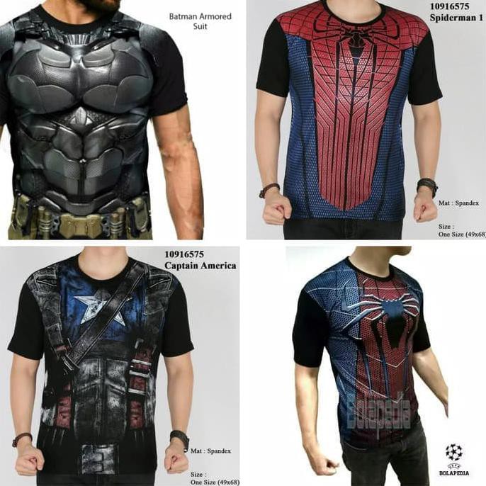 Sale Baju Kaos Superman Spiderman Super Hero Gym Fitness Pria Cowok Terbaru