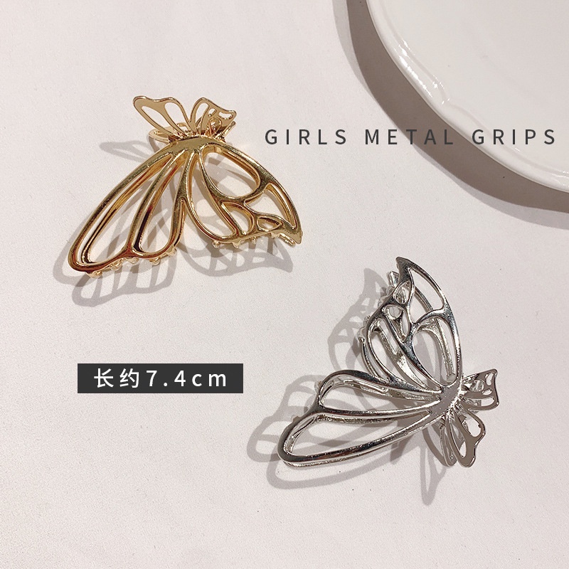 Jepit Rambut Bentuk Kupu-Kupu Tiga Dimensi Bahan Logam Gaya Retro Untuk Wanita