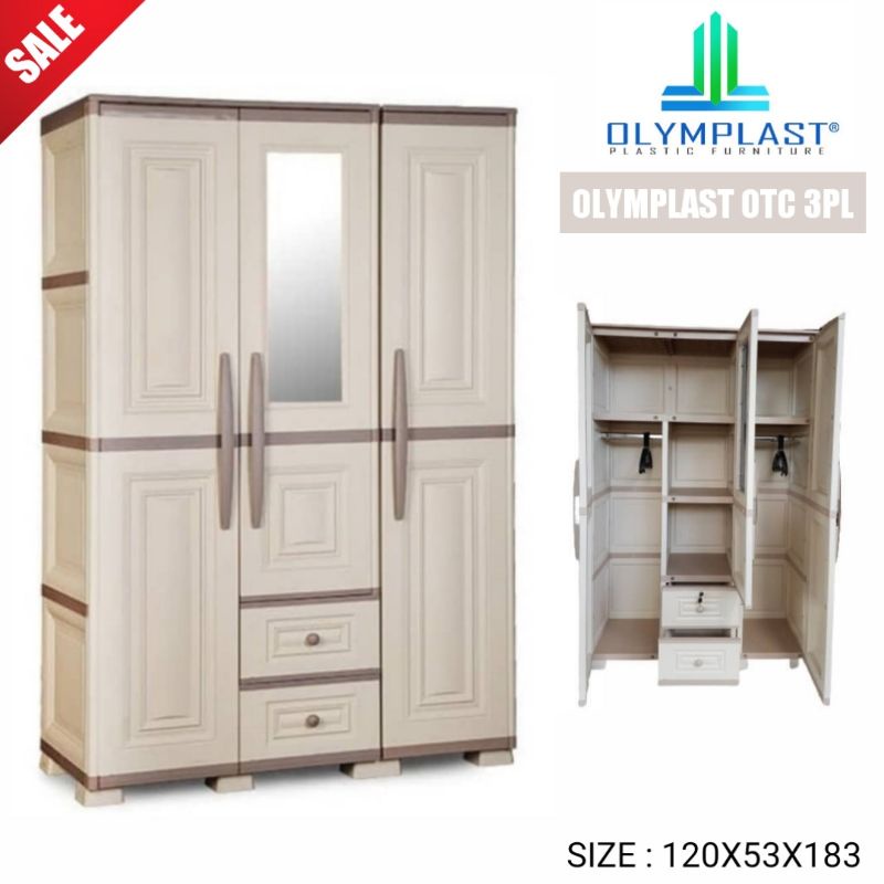 KHUSUS DENPASAR-BALI.Lemari pakaian plastik 3 pintu merk Olymplast type OTC 2 PL & OTC 3PL Modern