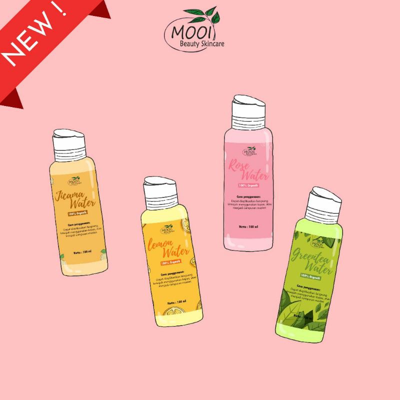 Organik Water By Mooi Beautyskincare | Air mawar | Air Greentea | Air Lemon | Air Bengkoang