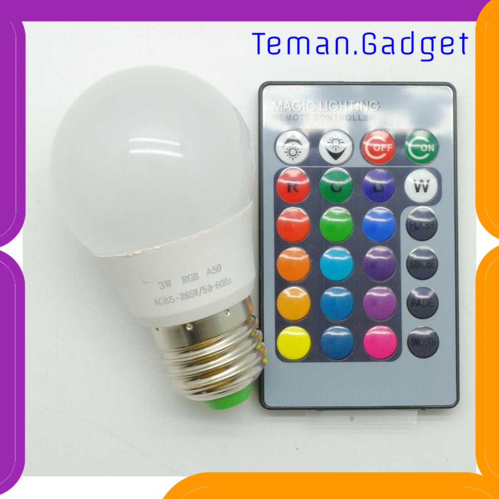 TG-DG071 BONDA LAMPU BOHLAM RGB DENGAN REMOTE CONTROL E27 3W - B2