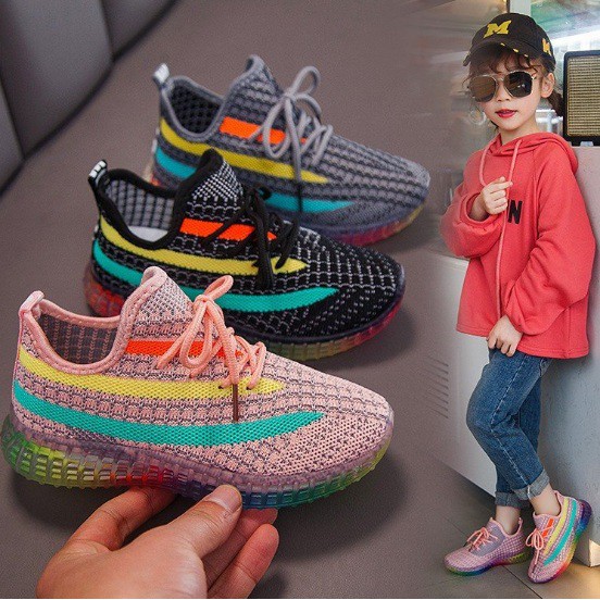 Sepatu Rainbow Sneakers Kids Shoes Non LED Sepatu Anak Size 26-37 Usia 3-9 Tahun