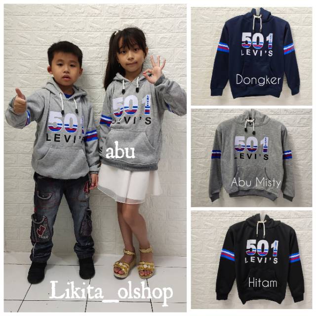 SWEATER HOODIE ANAK 501/MODEL KEKINIAN/BAHAN FLEECE/UMUR 5-10 TAHUN/BISA COD