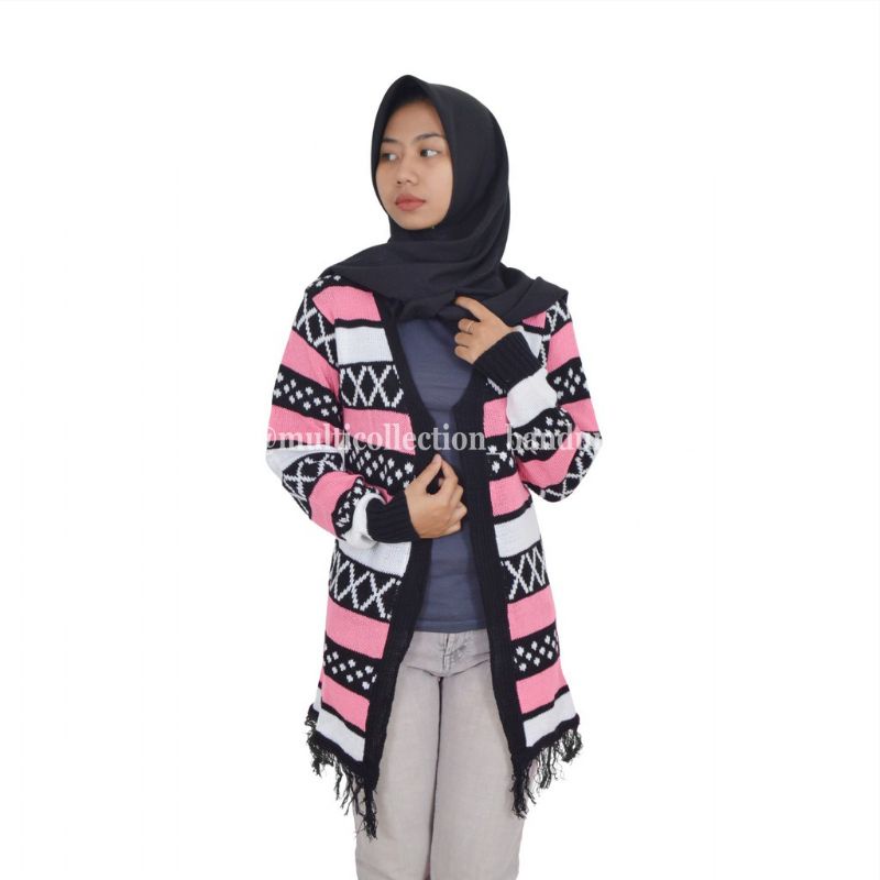 Cardigan Rajut TRIBALL LONG HINATA l Pakaian Rajut Wanita l Sweater Rajut l Rajut Outwear #bajurajut