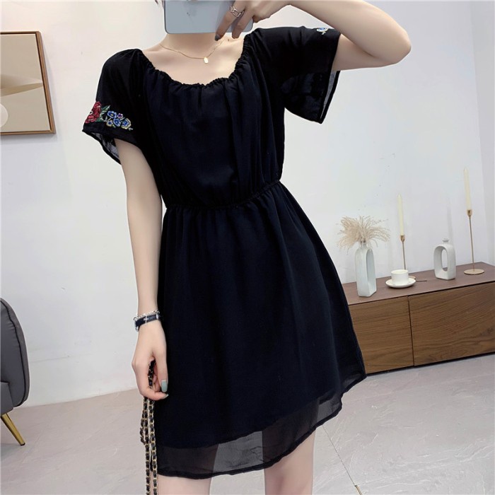 IDR-22 high quality simple aksen sleeve midi dress import korea jepang