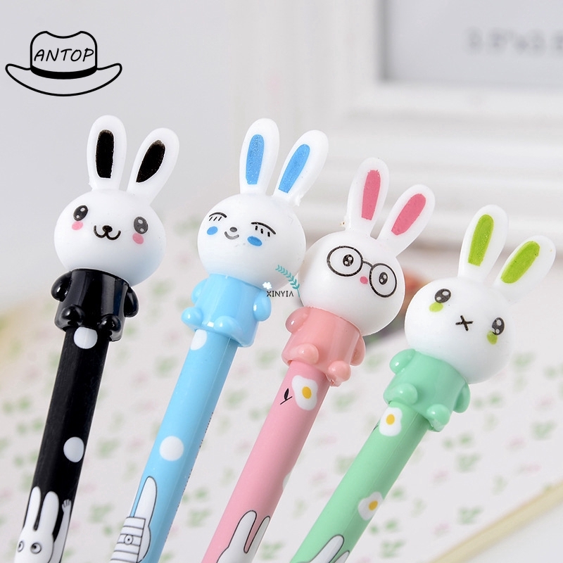 Antop！Pulpen Rabbit Brunch Hitam Gel Pena  Kelinci Lucu Alat Tulis Siswa