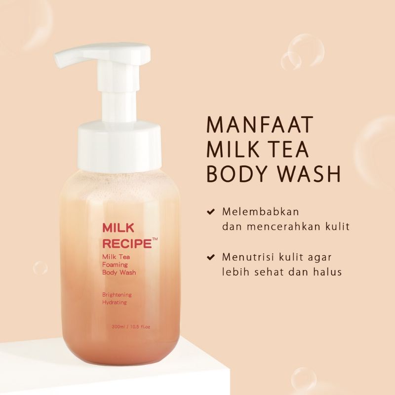 MILK RECIPE AHA Body Booster / MILK RECIPE Milk Tea Foaming Body Wash / MILK RECIPE Brightening Body Mask / MILK RECIPE Calendula Flower Body Wash