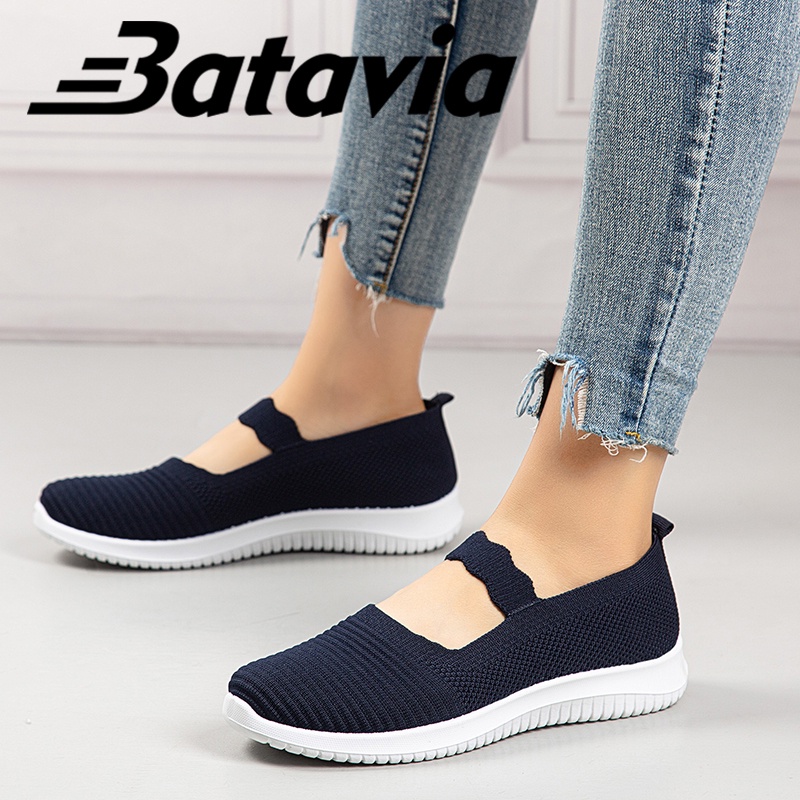 Batavia 2023 Sepatu olahraga wanita fashion lembut dan tahan aus, cocok untuk olahraga anak perempuan, nyaman dan tahan lama, sepatu ibu yang elegan, sepatu slip on aB03-B04