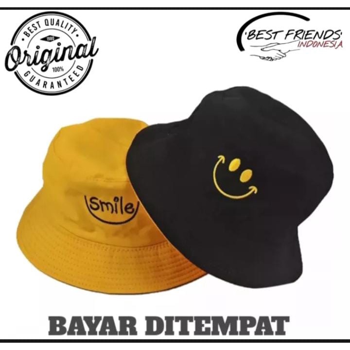 Topi Bucket Smile Pria Terbaru/Bucket Distro Bolak Balik