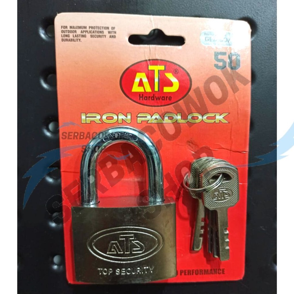 ATS Gembok Putih 50 mm Leher Pendek Chrome Gembok Pelor Termurah Berkualitas