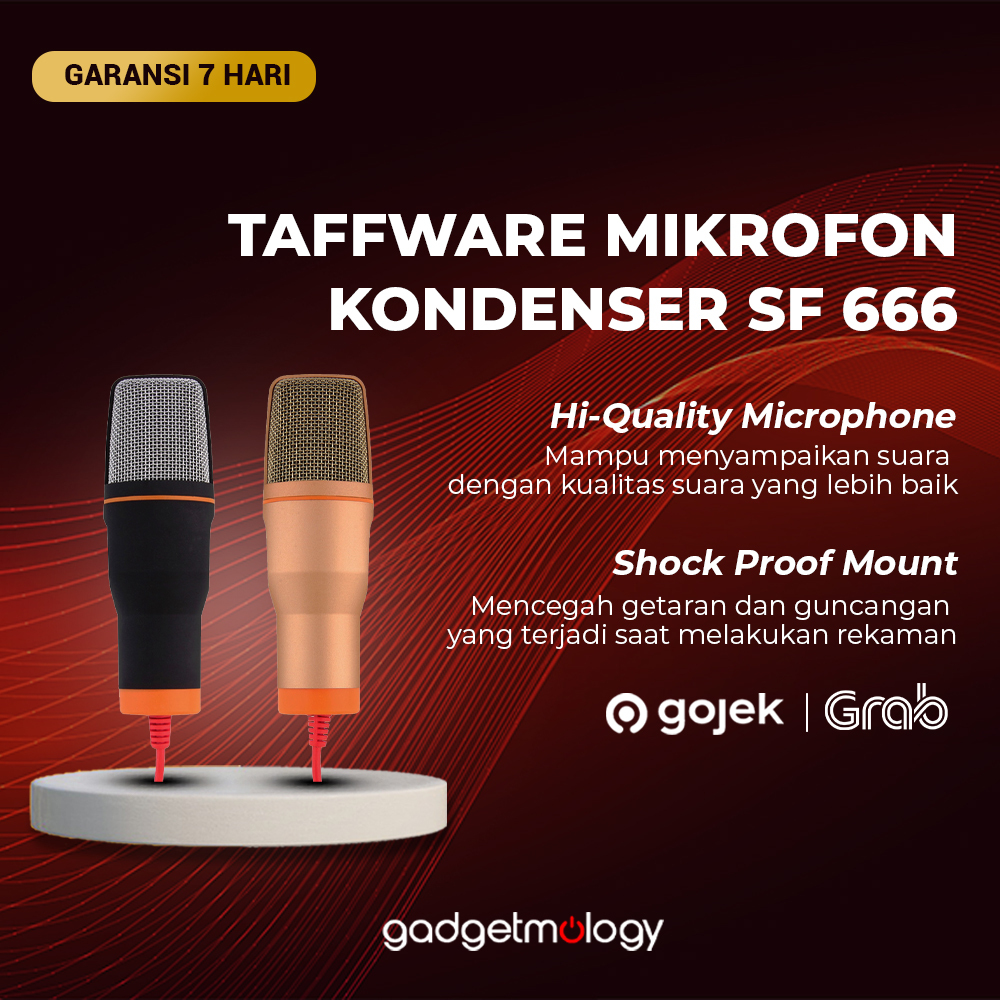 TAFFWARE SF 666 Mikrofon Kondenser Stand Mic SF-666 Microphone Condenser Rekaman Shockproof