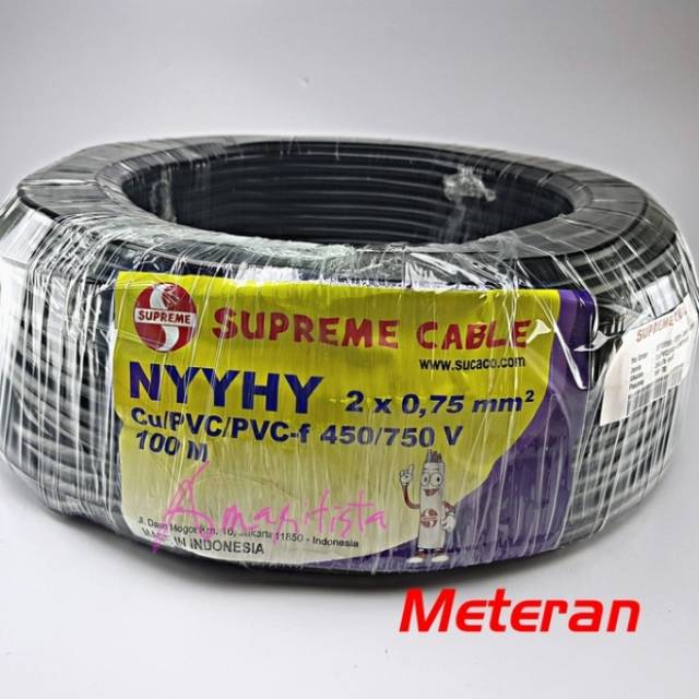 Kabel Wilson Supreme 2x0.75 NYYHY Meteran 2 x 0,75 SNI Serabut