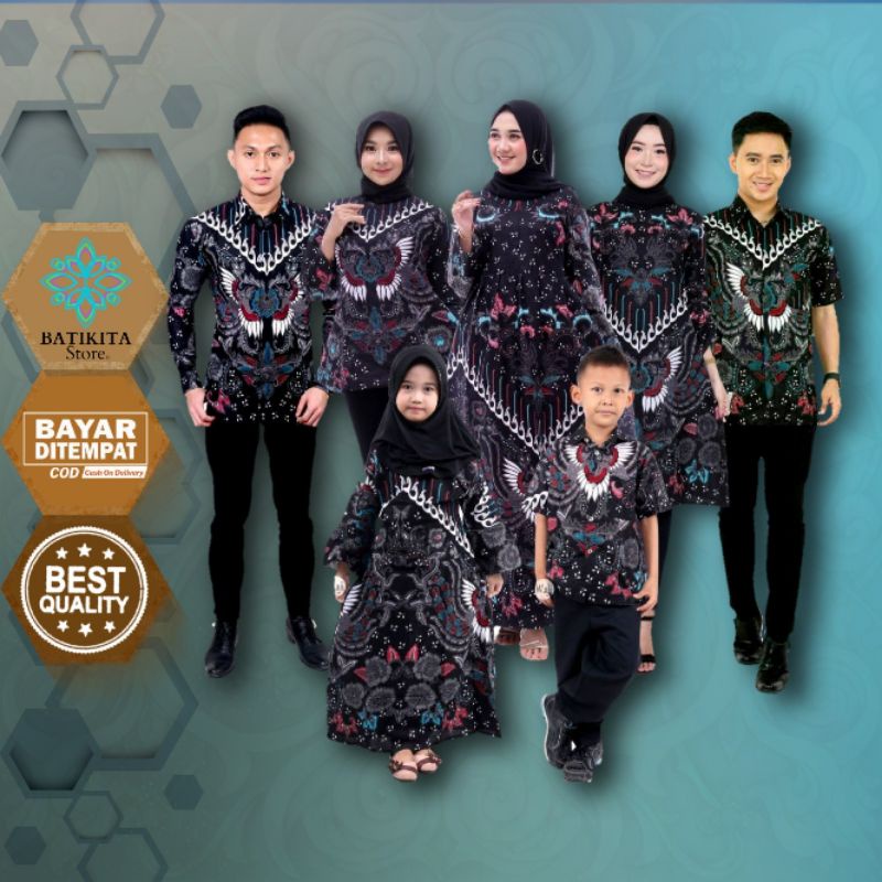batik couple batik keluarga & batik couple keluarga motif kupu-kupu hitam