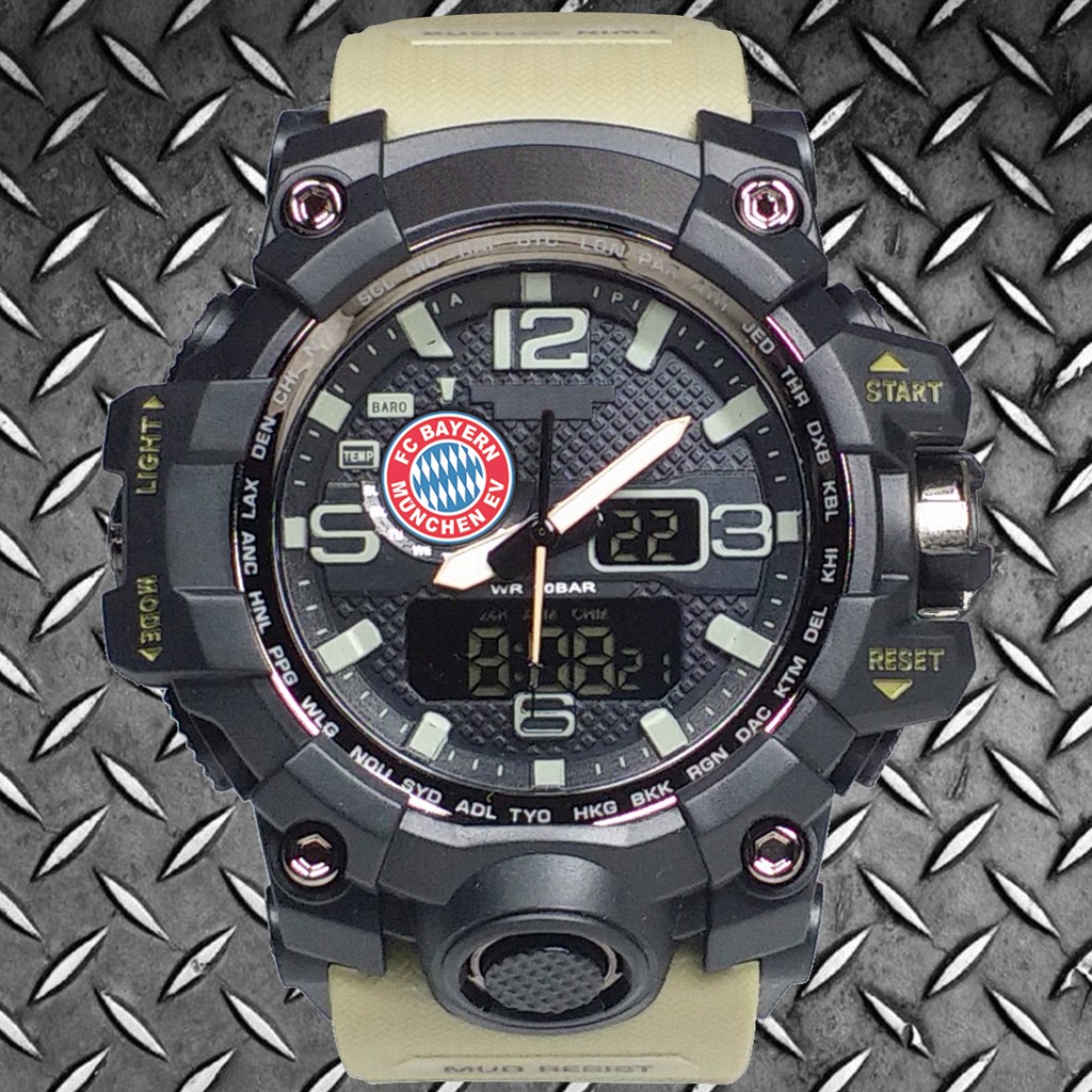 (Istimewa Bossque) Jam BAYERN MUNCHEN Double Time Tali Cream (Exclusive)