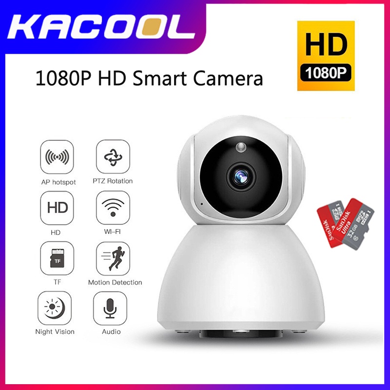 CCTV Wifi V380 Snowman Mata Ip Camera Luar Ruangan 1080P Night Vision 2MP Outdoor Kartu Memori 32G