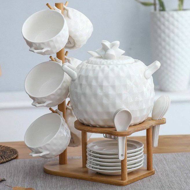 HOMELIVING Tempat Sup Keramik Set Panci Sup Keramik / Mangkok Sup Set Kado Batam Kado Pindah rumah