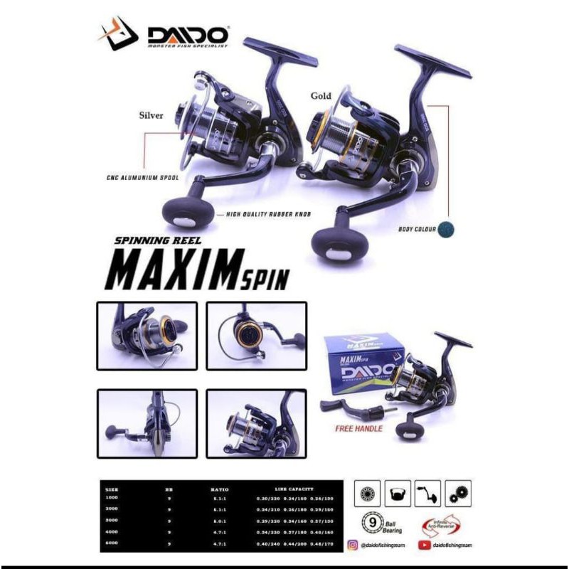 Reel Daido Maxim Spin 1000/2000/3000/4000/6000... MURAH