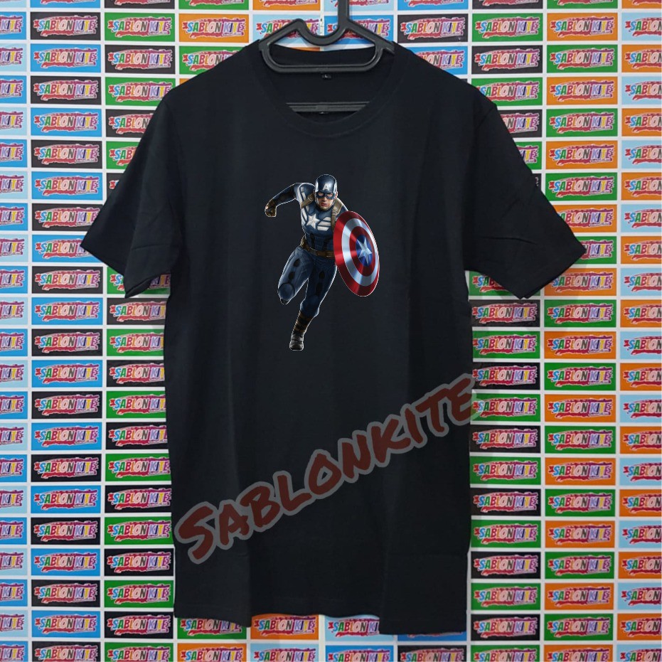 MURAH !!! KAOS SABLON CAPTAIN AMERICA 2 BAHAN KAOS COTTON COMBED 30S
