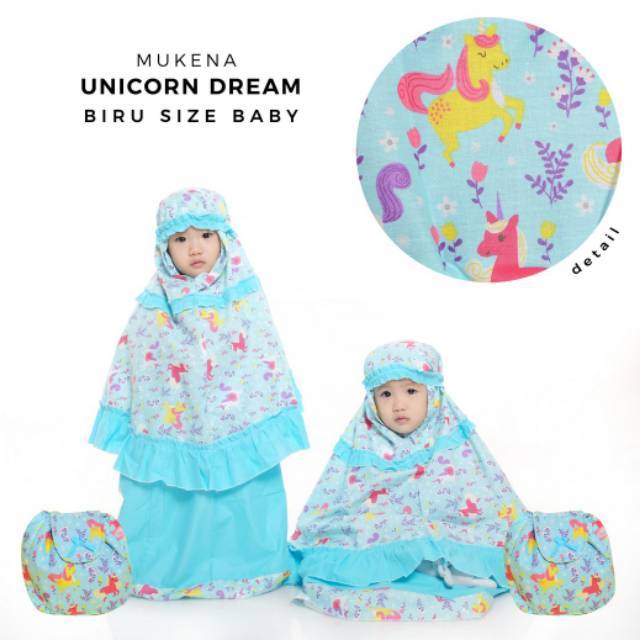 MUKENA ANAK 1-2 TAHUN UNICORN DREAM MUKENA ANAK BAYI BATITA KATUN ADEM